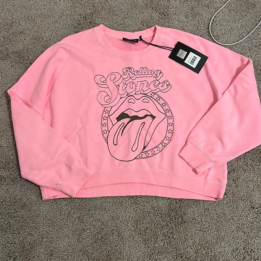 Neon pink Rolling Stones sweatshirt